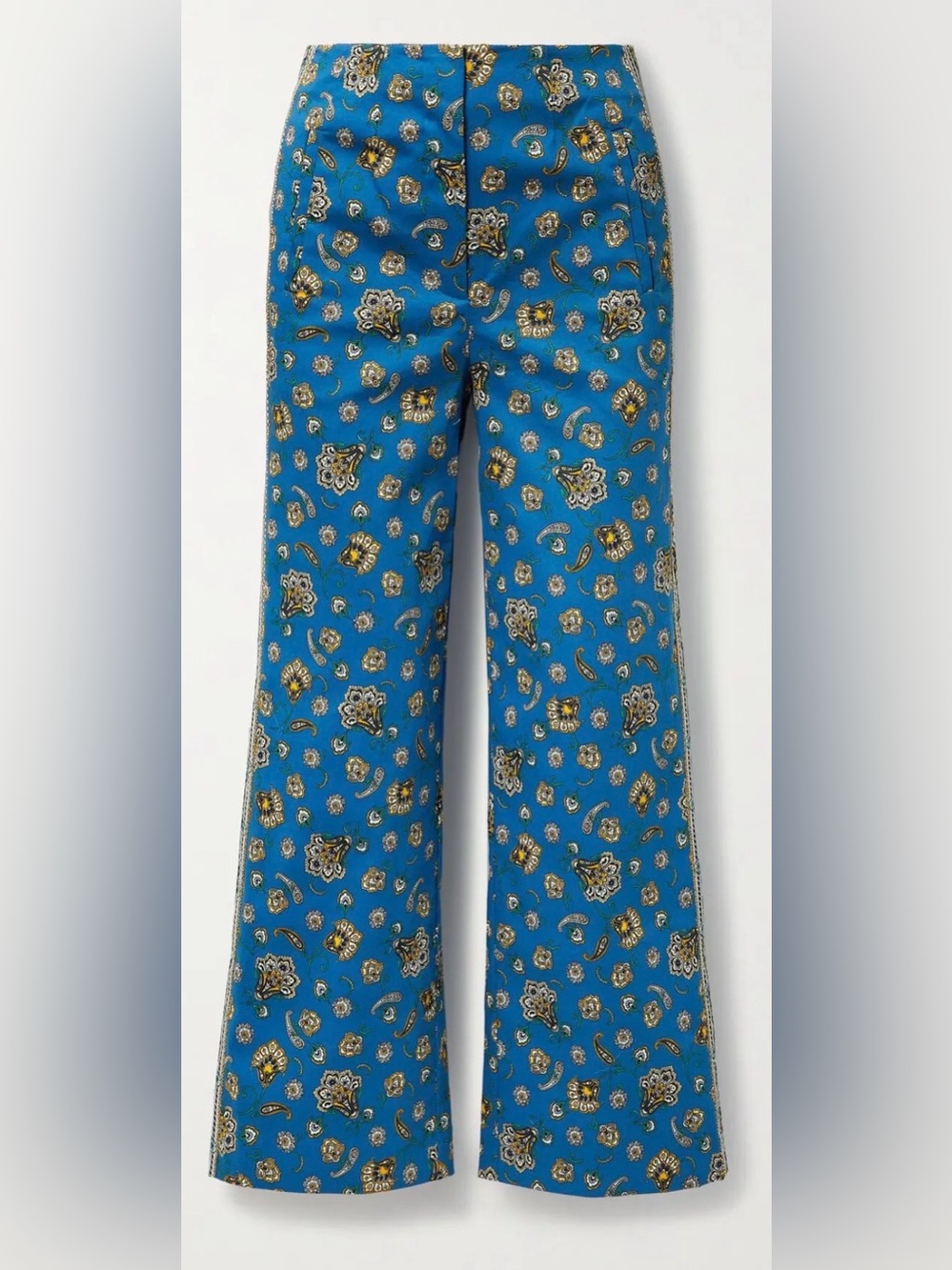 Veronica Beard Dova Blue Floral Paisley Wide-Leg Pants